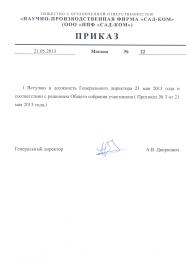 Приказ о назначении руководителя